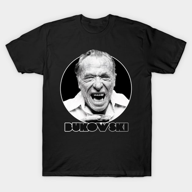 Retro Laughing Charles Bukowski Tribute T-Shirt by darklordpug